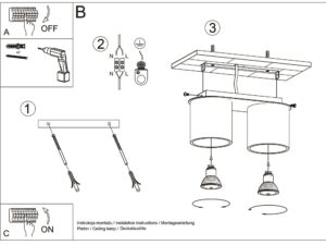 miniaturka Plafon OCEANUS 2 w Eleganckiej Palecie Czerni Szarości i Bieli