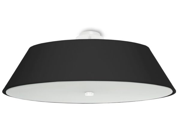 Czarna półokrągła lampa LED z białym dyfuzorem do salonu lub jadalni