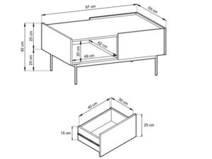 miniaturka Stolik Kawowy Ceka 97 Metalowe Nogi i Funkcjonalność