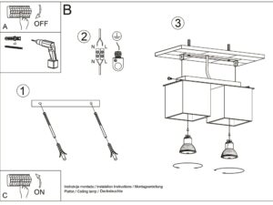 miniaturka QUARK 2 Stylowy Plafon w Czerni Szarości i Bieli