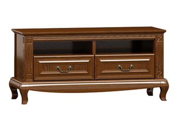 Klasyczna szafka RTV z szufladami i otwartą wnęką