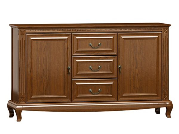 Komoda drewniana z drzwiami i szufladami w stylu kolonialnym
