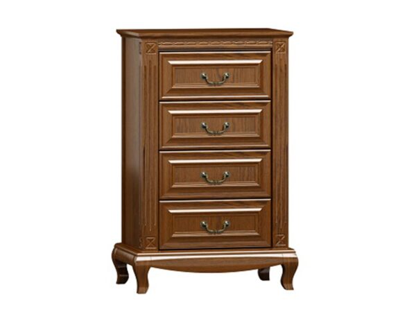 Komoda z czteroma szufladami i dekoracyjnymi uchwytami