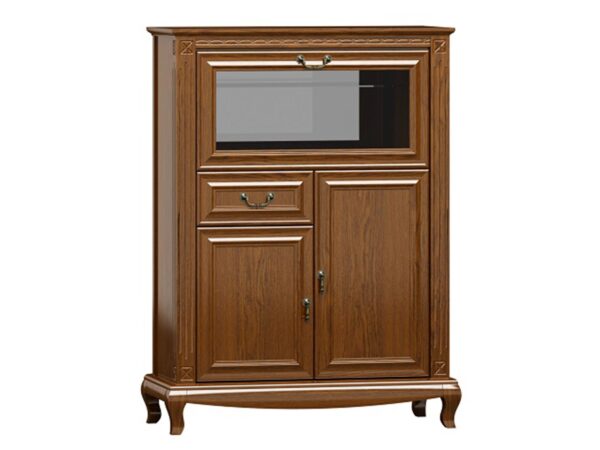 Komoda z barkiem i szufladą w klasycznym stylu na giętych nóżkach