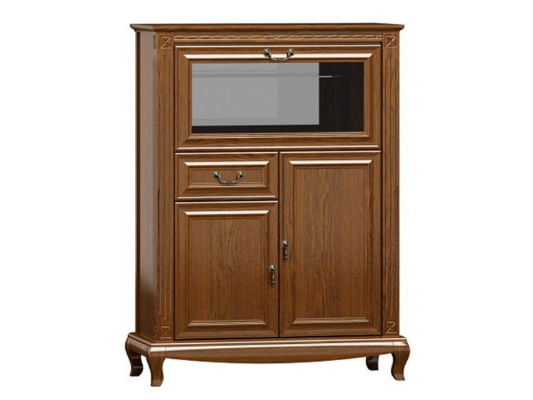 Komoda z barkiem i szufladą w klasycznym stylu na giętych nóżkach