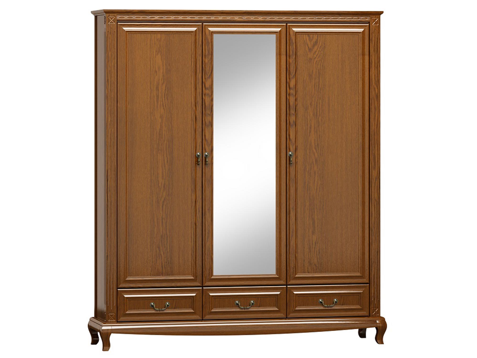 Drewniana szafa z lustrem w stylu klasycznym na giętych nóżkach