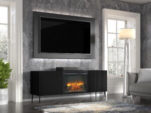 miniaturka Szafka RTV Navia z Kominkiem i Frezowanymi Frontami