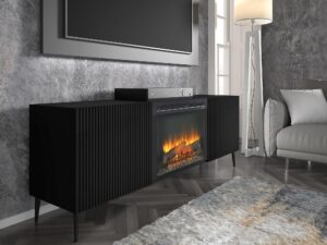 miniaturka Szafka RTV Navia z Kominkiem i Frezowanymi Frontami