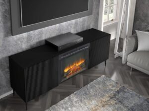 miniaturka Szafka RTV Navia z Kominkiem i Frezowanymi Frontami