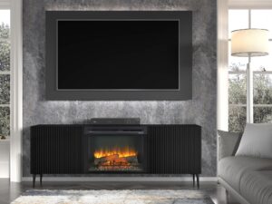 miniaturka Szafka RTV Navia z Kominkiem i Frezowanymi Frontami