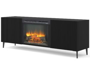 miniaturka Szafka RTV Navia z Kominkiem i Frezowanymi Frontami