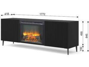 miniaturka Szafka RTV Navia z Kominkiem i Frezowanymi Frontami