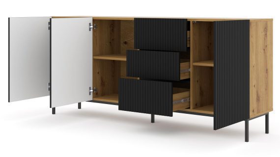 miniaturka Przestronna Komoda Navia 200 cm ze Złotymi Nóżkami