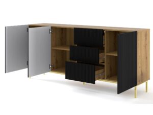 miniaturka Przestronna Komoda Navia 200 cm ze Złotymi Nóżkami