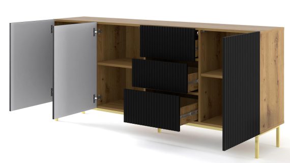 miniaturka Przestronna Komoda Navia 200 cm ze Złotymi Nóżkami