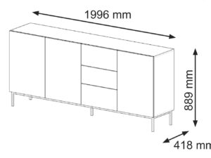 miniaturka Przestronna Komoda Navia 200 cm ze Złotymi Nóżkami