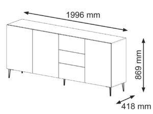 miniaturka Duża Komoda Navia 200 cm z Nóżkami Szpilkami