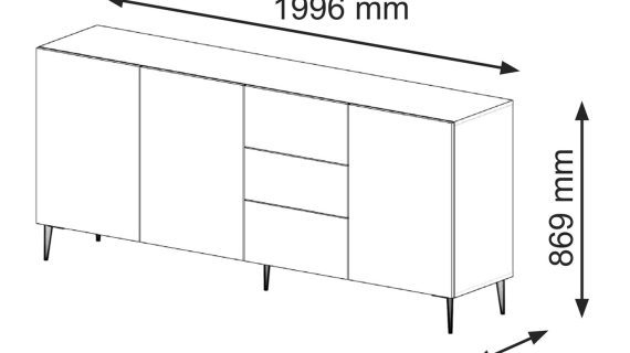 miniaturka Duża Komoda Navia 200 cm z Nóżkami Szpilkami