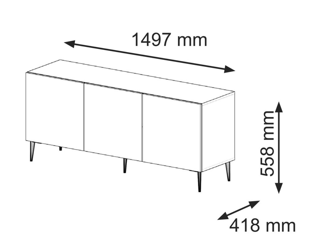 Szafka RTV Navia 150 cm z Frezowanymi Frontami - obrazek 14