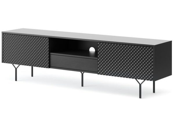 Minimalistyczna szafka RTV z dwiema szafkami i centralną półką