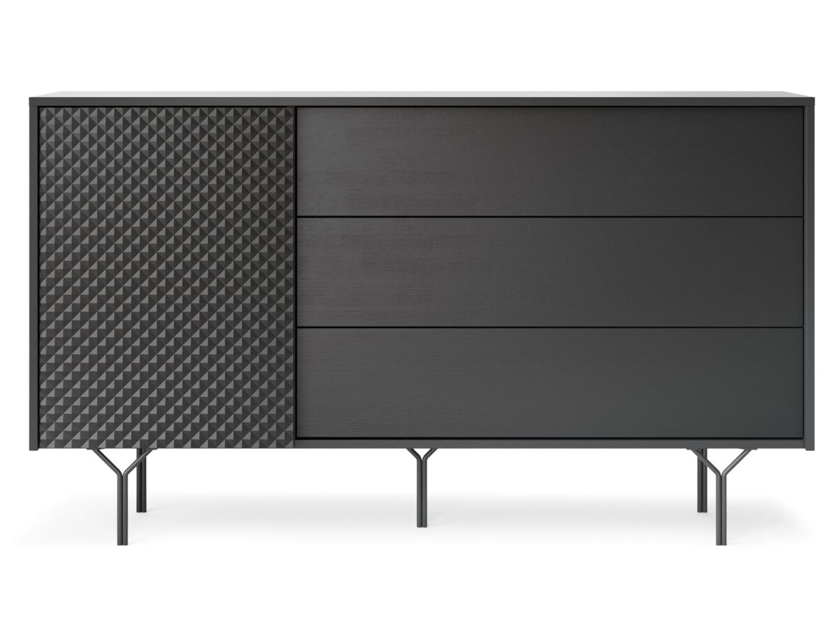 Komoda Kruk Czarny Grafit 144cm Elegancja