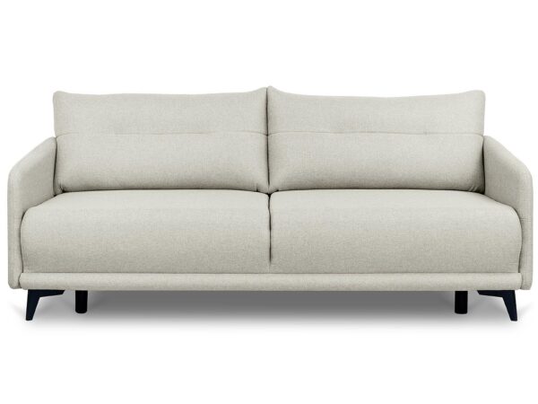 Sofa kremowa z prostym wykończeniem i poduszkami w stylu skandynawskim