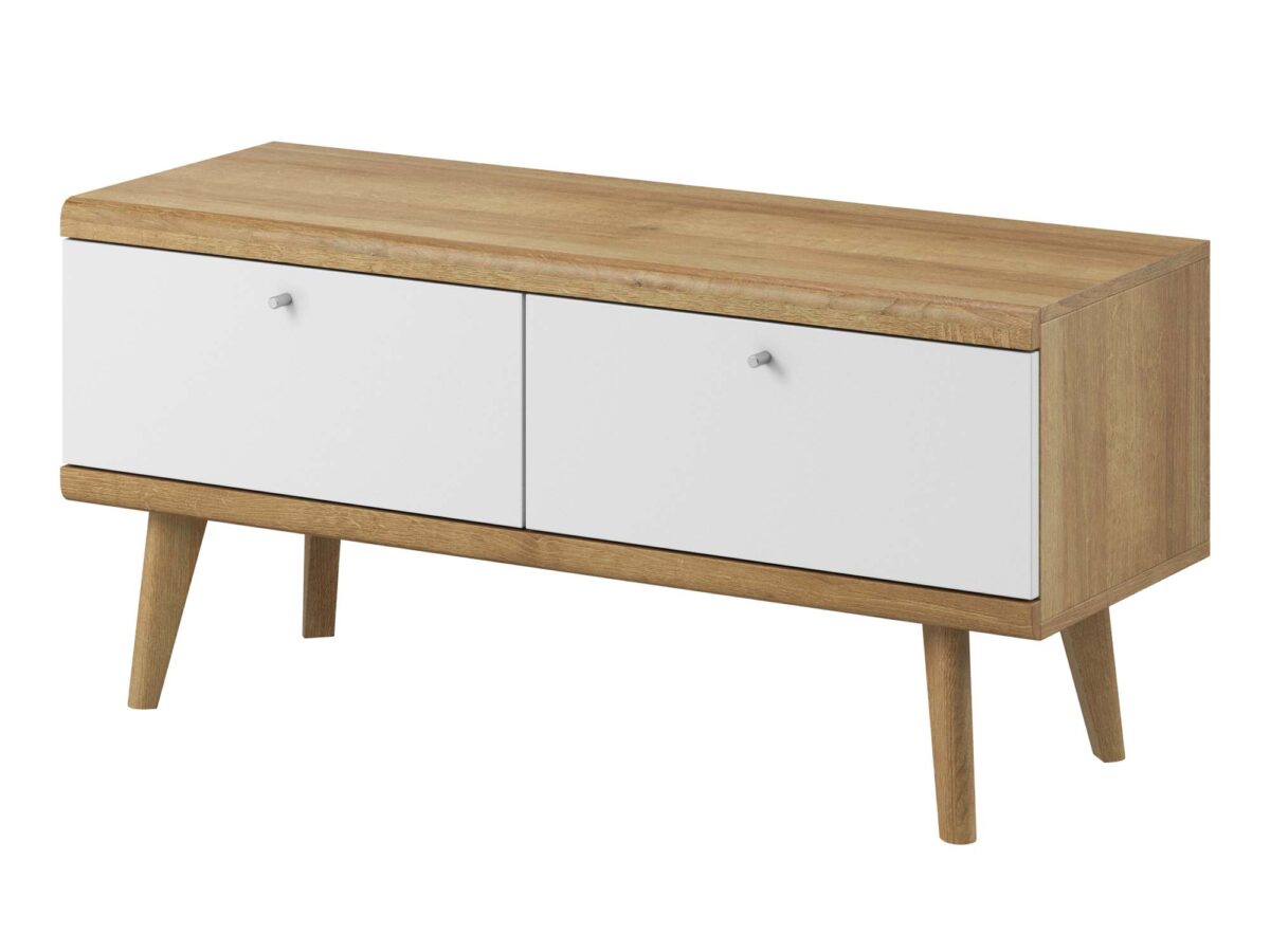 Szafka RTV Orys Dąb Riviera/Biel Skandynawski Styl