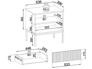 miniaturka Stolik Nocny Spokój Dąb/Czarny Frezowany Front