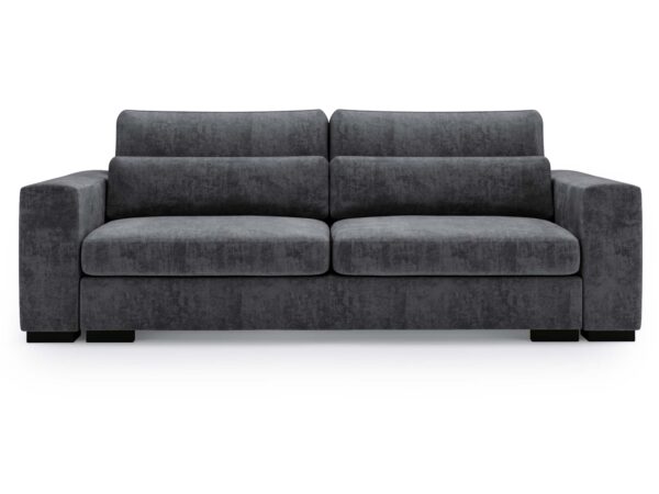 Sofa grafitowa z miękkim siedziskiem i niskim oparciem