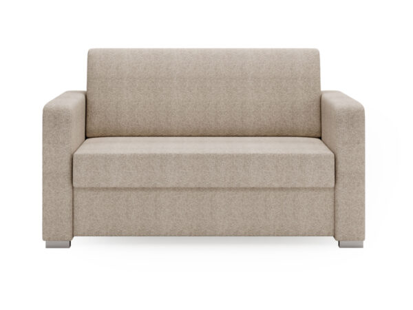 Kompaktowa sofa dwuosobowa beżowa z tapicerką bouclé