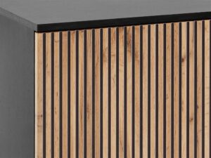 miniaturka Stolik Nocny Spokój Dąb/Czarny Frezowany Front