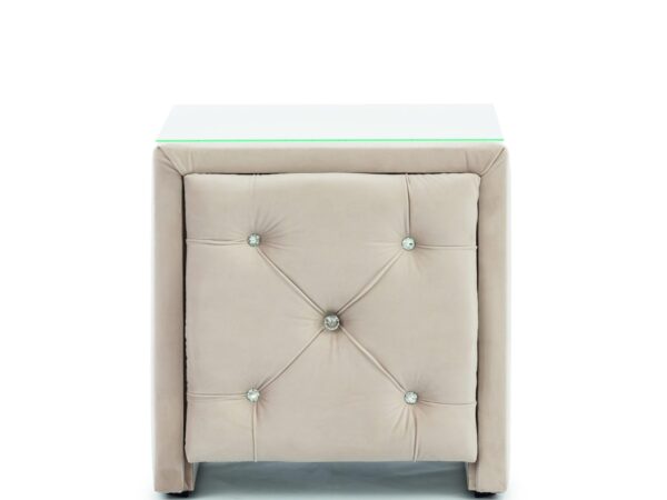 Stolik nocny glamour z pikowanym frontem i welurowym wykończeniem