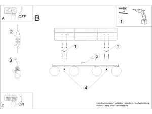 miniaturka Stylowy i funkcjonalny plafon YUCCA 4 punkty