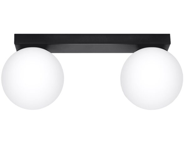 Czarna nowoczesna listwa z dwiema kulistymi lampami LED