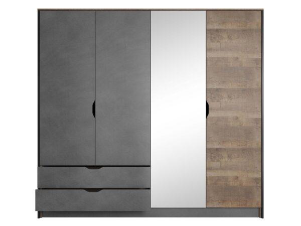 Szafa z lustrem, fronty beton i dąb