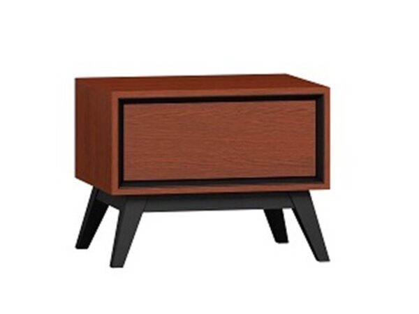 Niska szafka nocna z szufladą i czarnymi nogami w stylu retro
