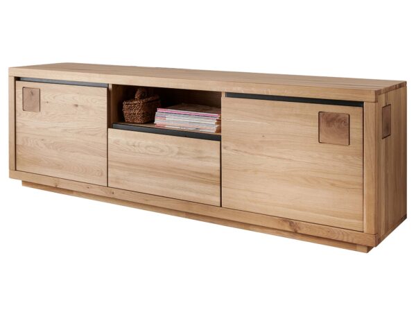 Szafka RTV z wnękami i schowkiem – styl minimalistyczny