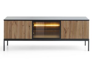 Szafka RTV Spokój Dąb Wotan/Czarny Naturalna Harmonia