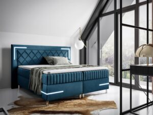 miniaturka Kontynentalne Łóżko Eclipse 3 z Geometrycznym Zagłówkiem