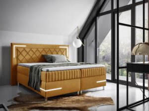 miniaturka Kontynentalne Łóżko Eclipse 3 z Geometrycznym Zagłówkiem