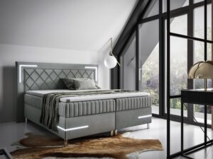 miniaturka Kontynentalne Łóżko Eclipse 3 z Geometrycznym Zagłówkiem