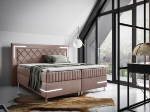 miniaturka Kontynentalne Łóżko Eclipse 3 z Geometrycznym Zagłówkiem