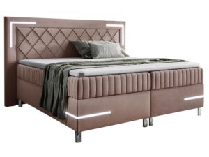 miniaturka Kontynentalne Łóżko Eclipse 3 z Geometrycznym Zagłówkiem