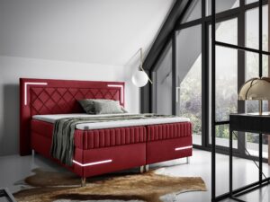 miniaturka Kontynentalne Łóżko Eclipse 3 z Geometrycznym Zagłówkiem