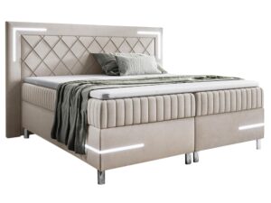 miniaturka Kontynentalne Łóżko Eclipse 3 z Geometrycznym Zagłówkiem