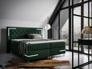 miniaturka Kontynentalne Łóżko Eclipse 3 z Geometrycznym Zagłówkiem