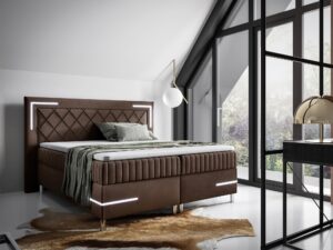 miniaturka Kontynentalne Łóżko Eclipse 3 z Geometrycznym Zagłówkiem