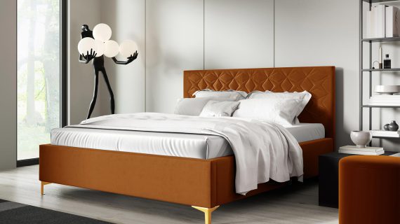 miniaturka Łóżko NIAS z Złotymi Nóżkami Luksusowy Styl