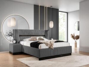 miniaturka Łóżko CARMELLO z Dekoracyjnym Zagłówkiem