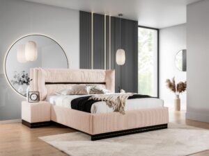 miniaturka Łóżko CARMELLO z Dekoracyjnym Zagłówkiem